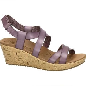 NWT Skechers Cali Beverlee Dance Move Slingback Wedge Sandal Mauve Purple Size 8